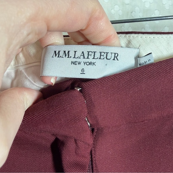 MM Lafleur Maroon Wool Blend Slim Straight Trouser Pants - Picture 4 of 6